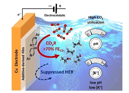 Organic Additive-derived Films on Cu Electrodes Promote Electrochemical CO₂ Reduction to C₂₊ Products Under Strongly Acidic Conditions